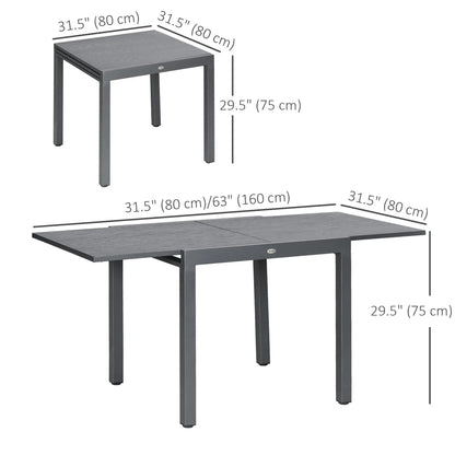 31.5"-63" Extendable Outdoor Dining Table, Aluminium Frame, Steel Tabletop, Dark Grey Patio Dinning Tables at Gallery Canada
