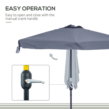 7.5ft Half Umbrella, Crank Handle, Top Vent, Grey Sun Umbrellas at Gallery Canada