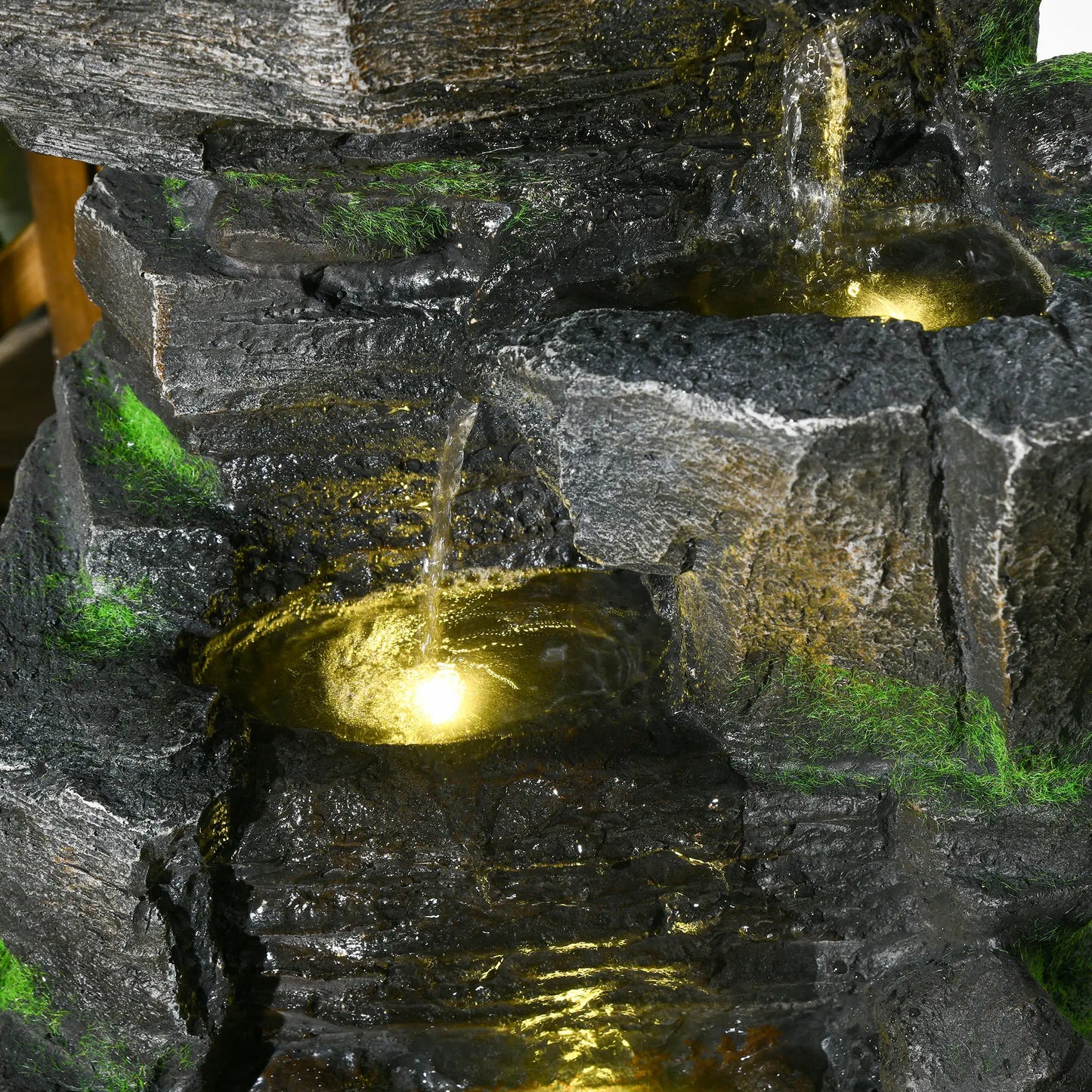 4 Tier Cascading Water Fountain with LED Lights, Pump, Outdoor Water Fountains at Gallery Canada