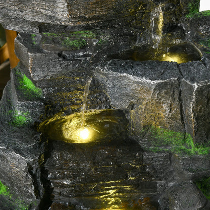 4 Tier Cascading Water Fountain with LED Lights, Pump, Outdoor Water Fountains at Gallery Canada