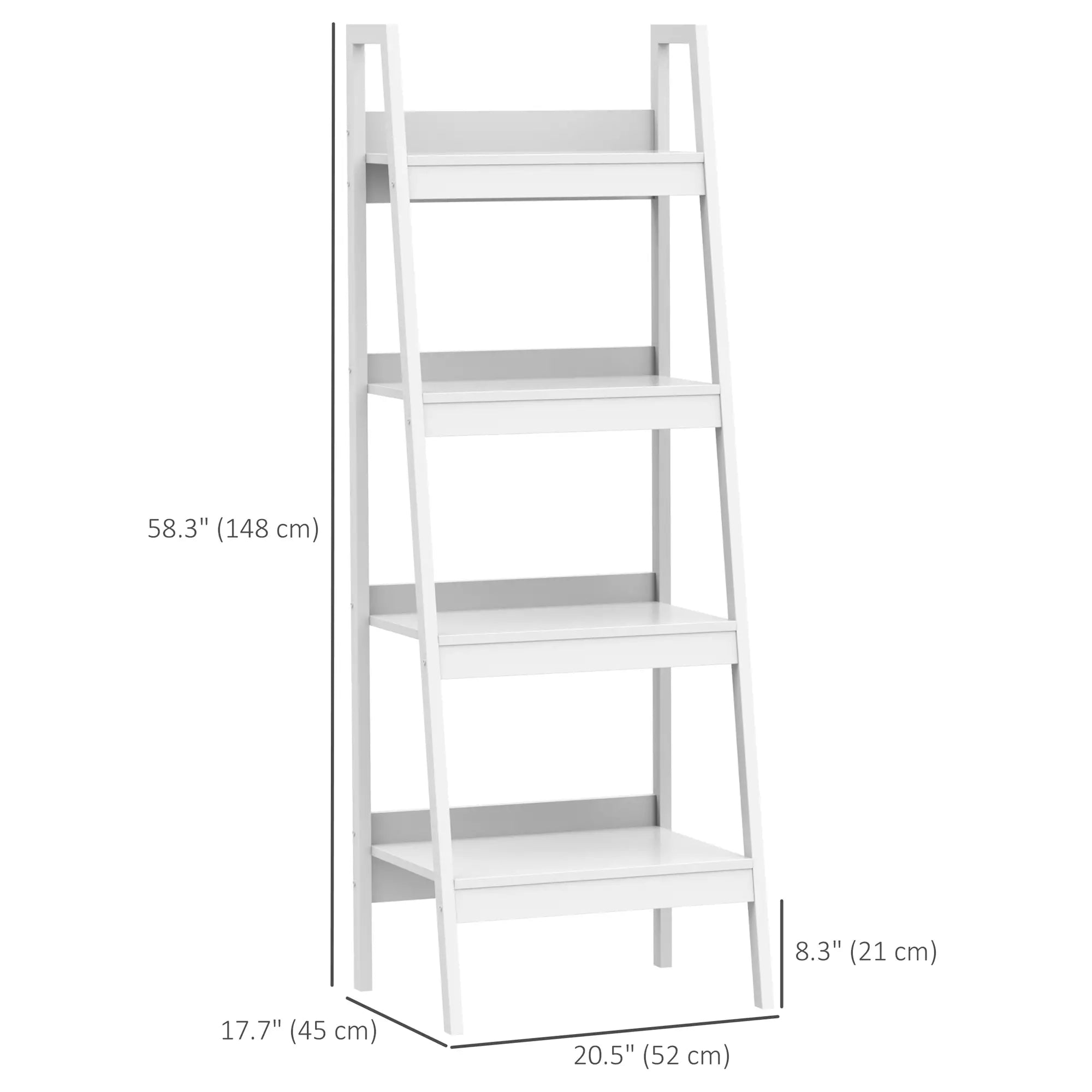 Set of 2, 4 Tier Ladder Shelf, Multi-Use Display Rack, White Display Bookshelves at Gallery Canada