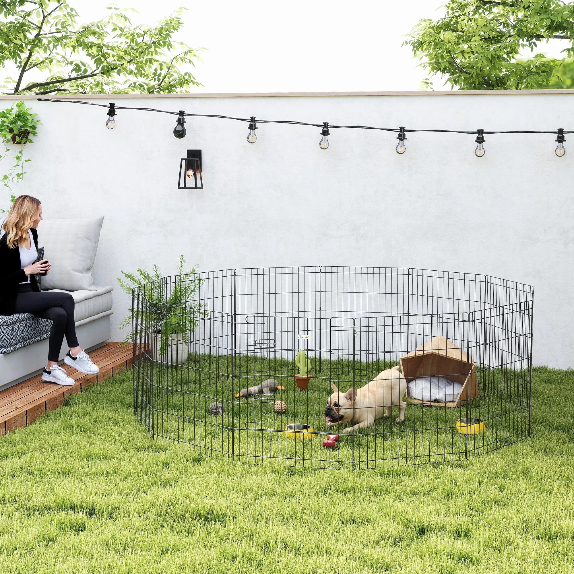 24 Inch Foldable Metal Pet Playpen, Dog Puppy Kennel Cage, 12 Panel Dog PlayPens at Gallery Canada