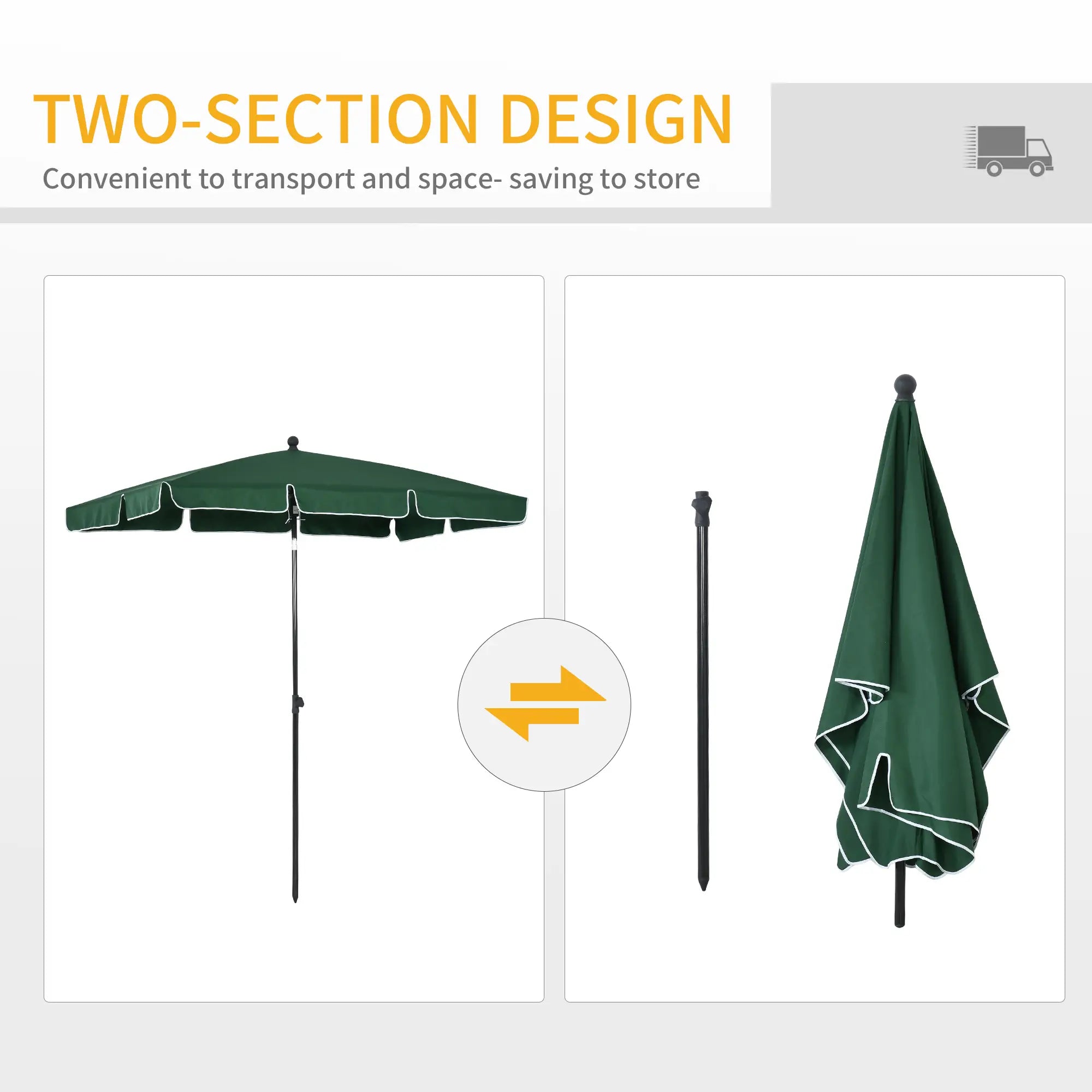 6.5x4ft Rectangle Patio Umbrella, Adjustable Tilt, Green Sun Umbrellas at Gallery Canada