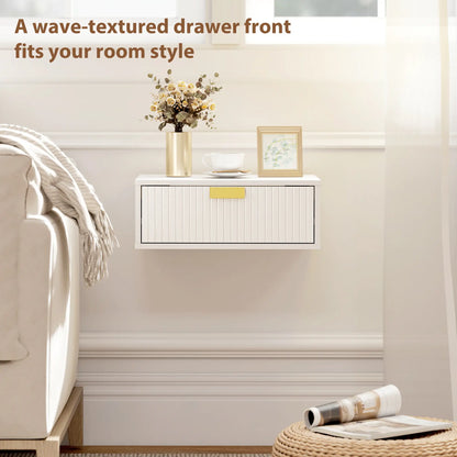 Floating Nightstands Set Of 2, Wall Mounted Bedside Tables, White