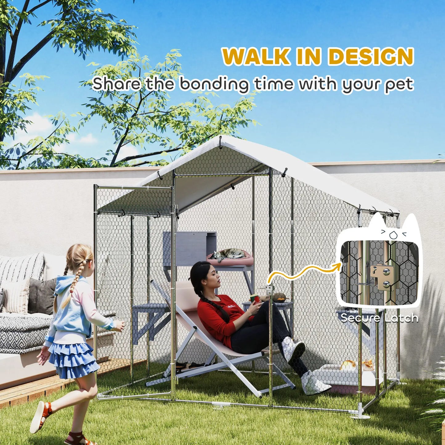 94.5" Large Metal Outdoor Catio, Waterproof Cover, 2 Resting Boxes, 7 Platforms Outdoor Cat Enclosures at Gallery Canada