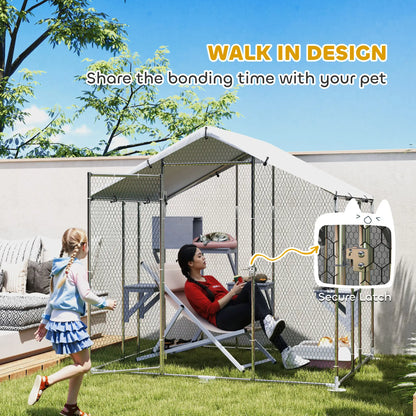 94.5" Large Metal Outdoor Catio, Waterproof Cover, 2 Resting Boxes, 7 Platforms Outdoor Cat Enclosures at Gallery Canada