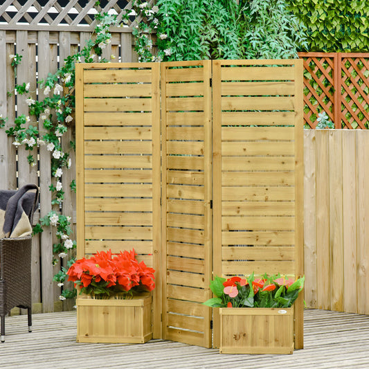 Outdoor Privacy Screen Wood Privacy Panel with 4 Planter Boxes, Raised Bed with 3 Panels, Drainage Holes - Gallery Canada