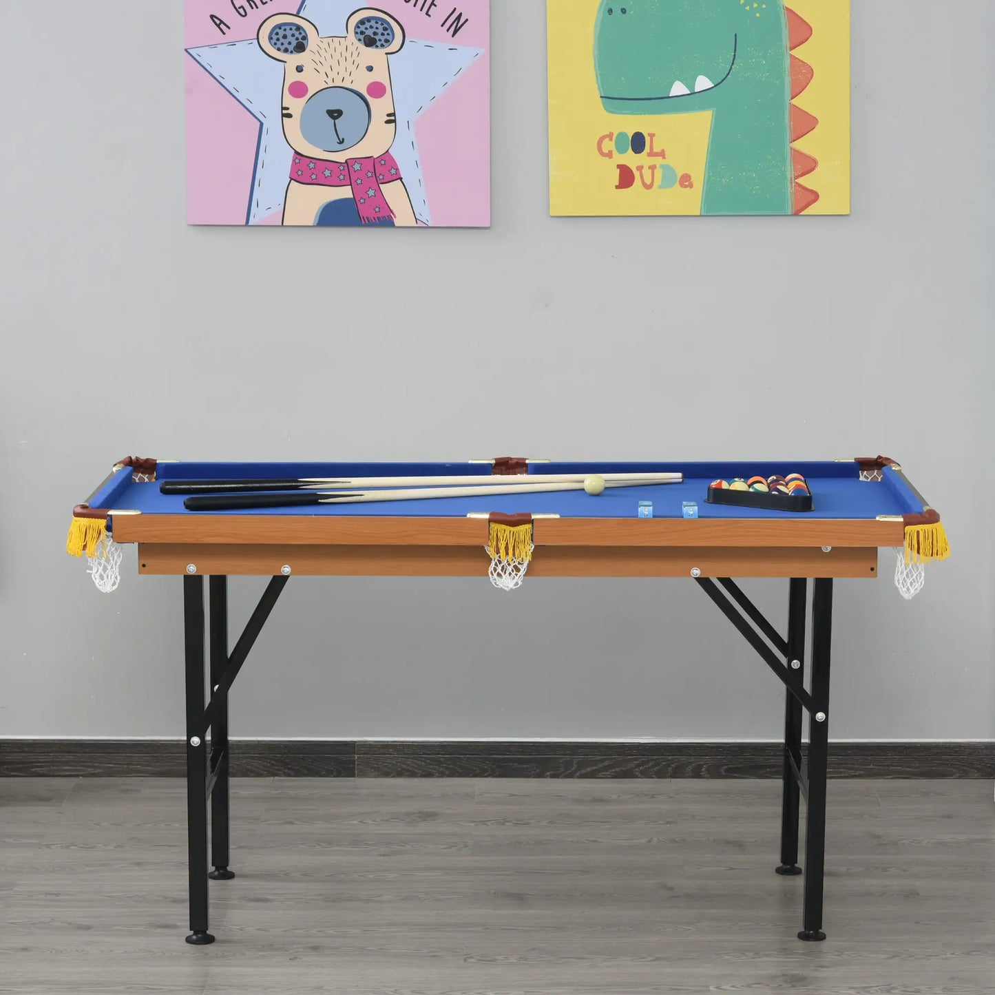 54.3"L Mini Pool Table, Portable, Includes Cues, Balls, Chalk, Rack, Blue Game Tables at Gallery Canada