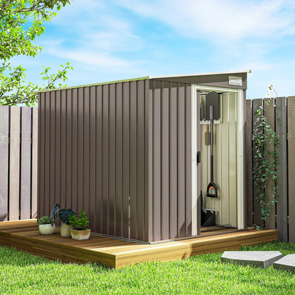 5'x7' Lean To Galvanized Metal Shed, Garden Storage, Light Grey Sheds at Gallery Canada