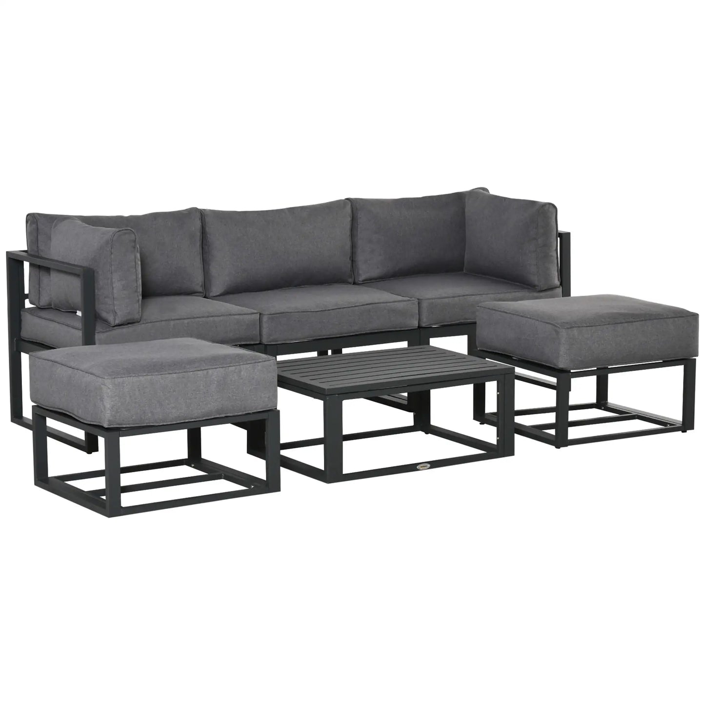 6 Piece Patio Furniture Set, Sectional Outdoor Daybed, Aluminum Frame, Grey Patio Furniture Sets Dark Grey, Grey at Gallery Canada