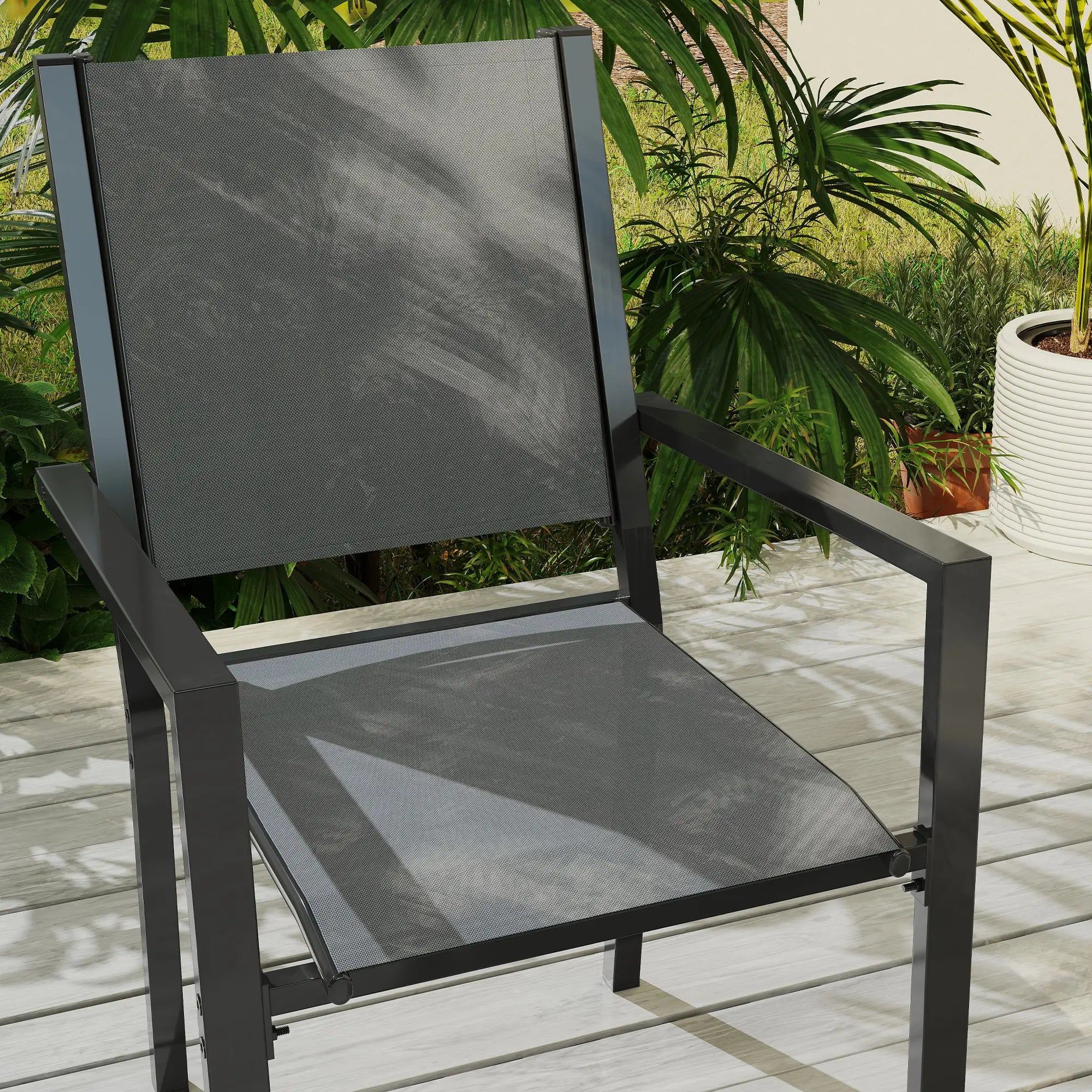 7-Piece Outdoor Dining Set, 6 Stackable Chairs, Rectangle Table, WPC Top Outdoor Dining Sets at Gallery Canada