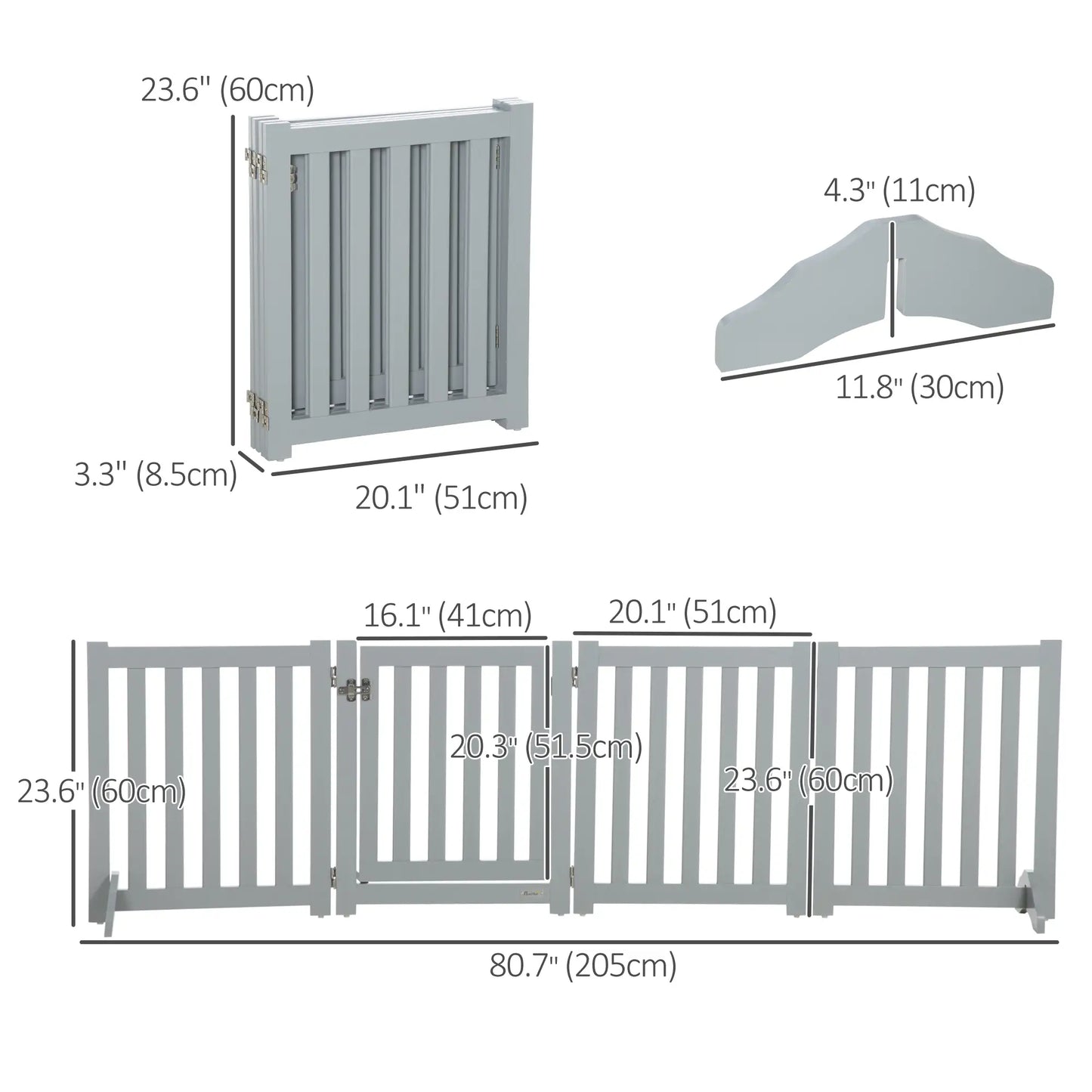 23.5"H Foldable Dog Gate with Door, 4 Panels, Grey Houses, Kennels & Pens at Gallery Canada