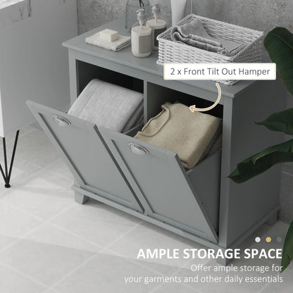 Tilt-Out Laundry Cabinet, Bathroom Organizer, Two-Compartment Hamper, Grey Bathroom Cabinets at Gallery Canada