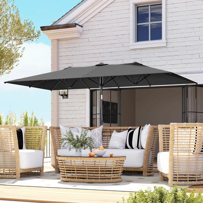 Double-Sided Patio Umbrella With Tilt, Adjustable Height, Vents, 12 Ribs, Grey Double-sided Umbrellas at Gallery Canada