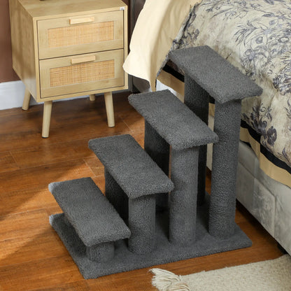 23.5" 4 Tier Pet Stairs, Dog Cat Step, Scratch Post Furniture, Dark Grey Cat Trees at Gallery Canada