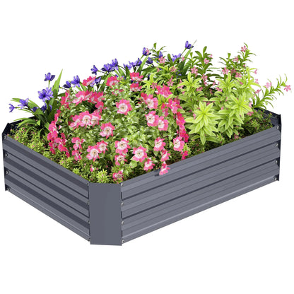 Galvanized Raised Garden Bed, 4' x 3' x 1', Outdoor Metal Planter Box, Dark Grey Galvanized Planter Boxes Dark Grey at Gallery Canada