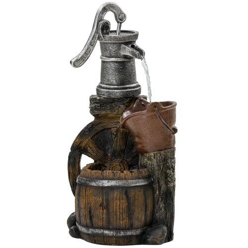 Rustic Waterfall Fountain, 3-Tier Cascading Outdoor, Adjustable Flow