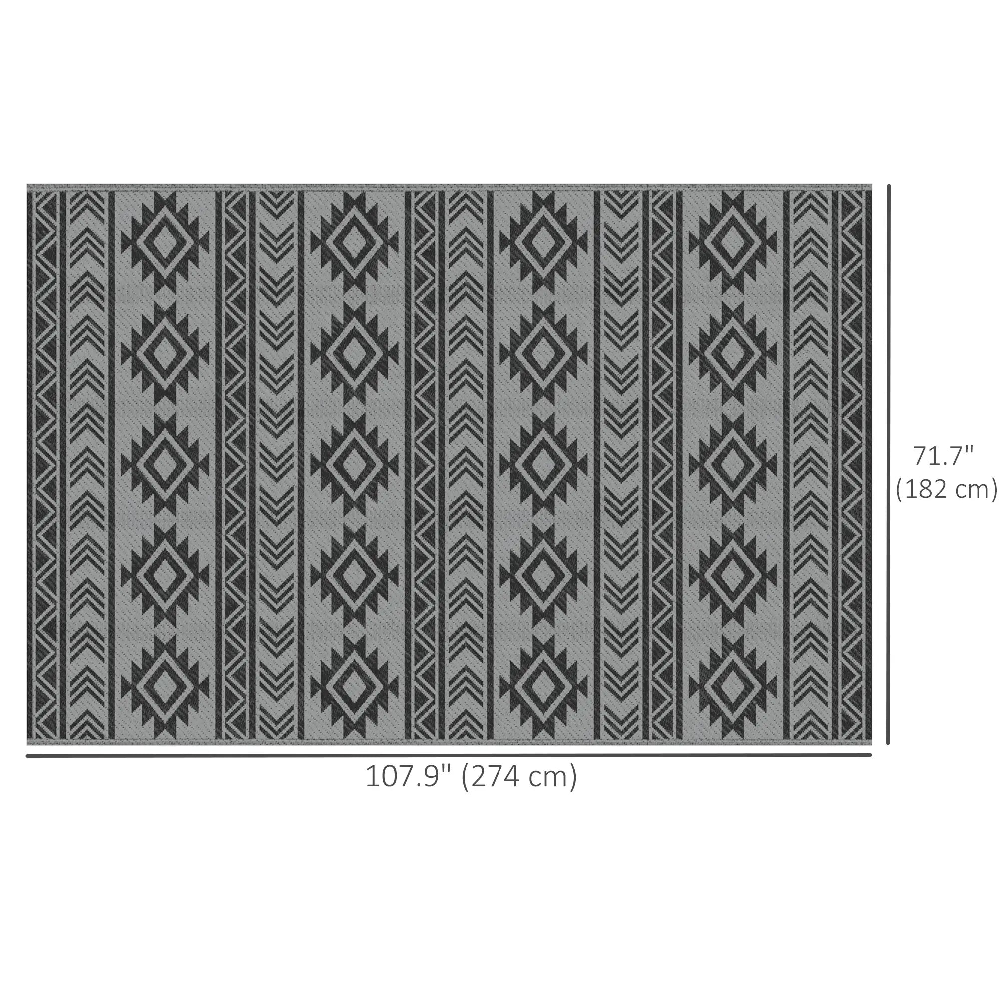 Reversible Outdoor RV Rug, Patio Mat, 6' x 9', Black & Grey Garden Decor at Gallery Canada