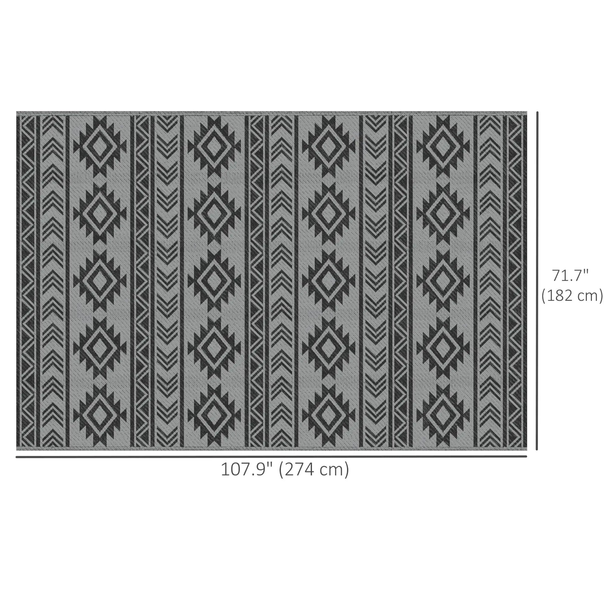 Reversible Outdoor RV Rug, Patio Mat, 6' x 9', Black & Grey Garden Decor at Gallery Canada