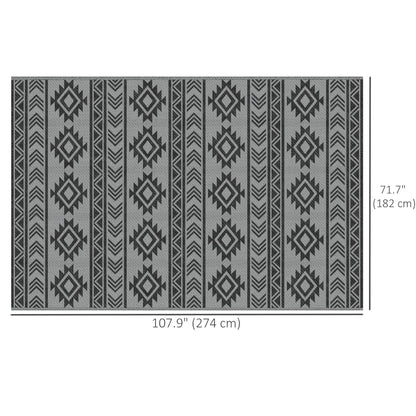 Reversible Outdoor RV Rug, Patio Mat, 6' x 9', Black & Grey Garden Decor at Gallery Canada