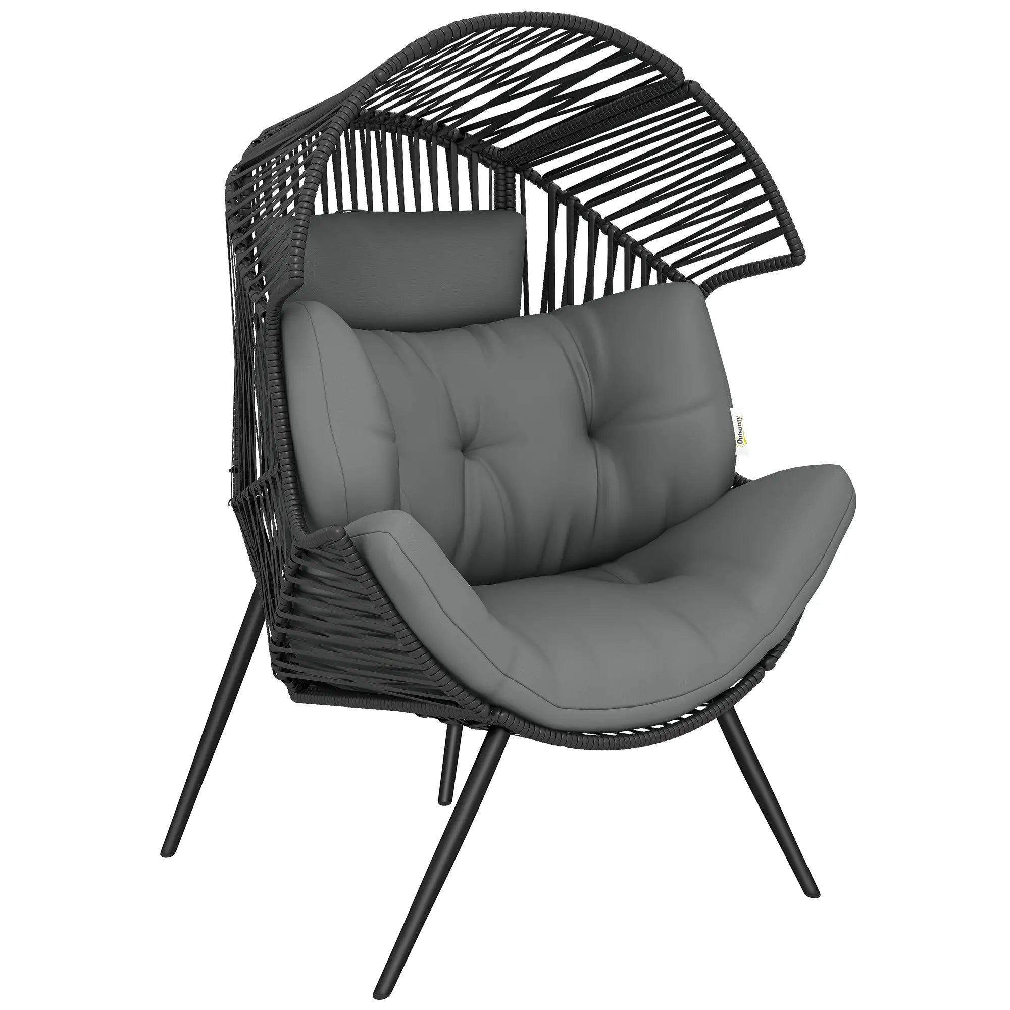 Wicker Egg Chair, Indoor Outdoor Rattan Lounge Chair, Grey Patio Chairs at Gallery Canada