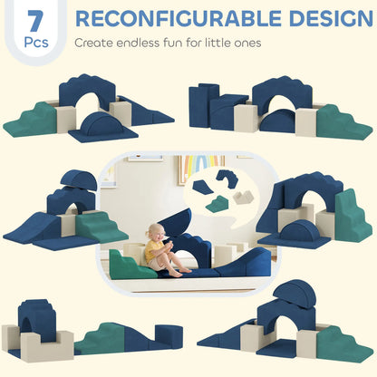 7-Piece Baby Soft Play Set, Indoor Gym for Crawling, Navy Blue Kids Gym & Playmats at Gallery Canada