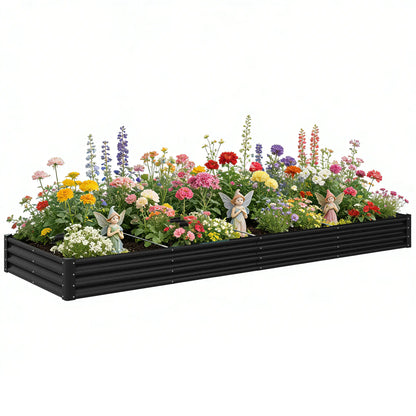 12x4x1ft Galvanized Raised Garden Bed, Reinforced Outdoor Planter Box, Black Galvanized Planter Boxes at Gallery Canada