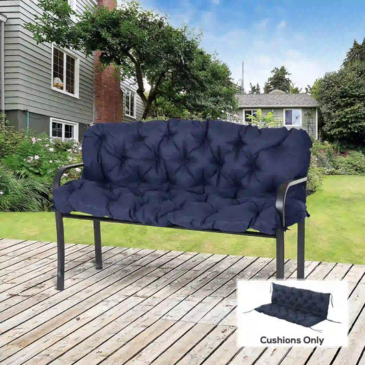 Porch Swing Cushion, Garden Bench Cushion with Backrest, Non-Slip 3-Seater, 59.1" x 38.6", Dark Blue Patio Chair Cushions Dark Blue at Gallery Canada
