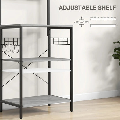 Kitchen Baker's Rack with Power Outlet, Adjustable Shelves, Distressed Grey, Grey Bar Cabinets at Gallery Canada