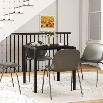 Square Kitchen Table, Glass Top, Steel Legs, 2-4 People, Black Dining Tables at Gallery Canada