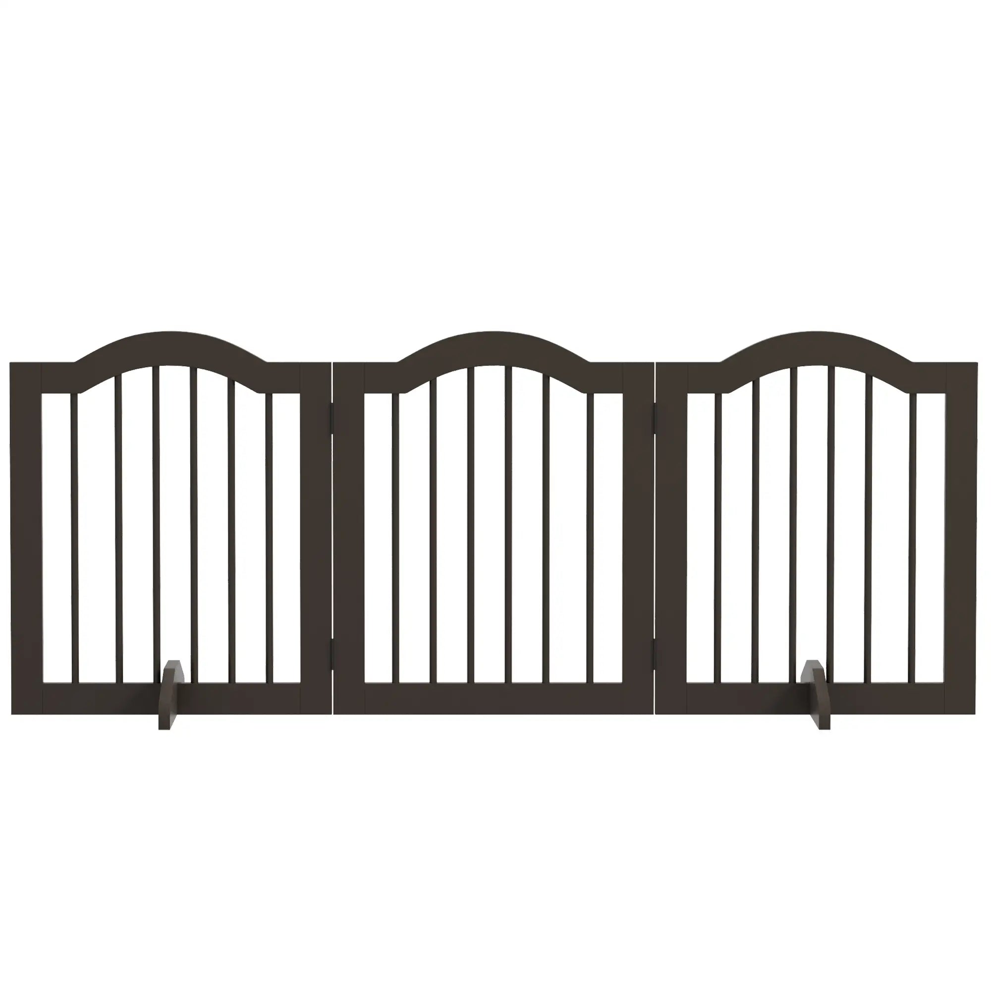 24 Inch Freestanding Pet Gate, 2 Support Feet, Coffee Pet Gates Coffee at Gallery Canada