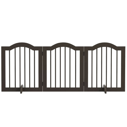 24 Inch Freestanding Pet Gate, 2 Support Feet, Coffee Pet Gates Coffee at Gallery Canada