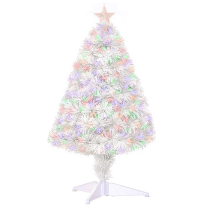 2.5FT Prelit Artificial Tabletop Christmas Tree, Fiber Optics, White Artificial Christmas Trees at Gallery Canada