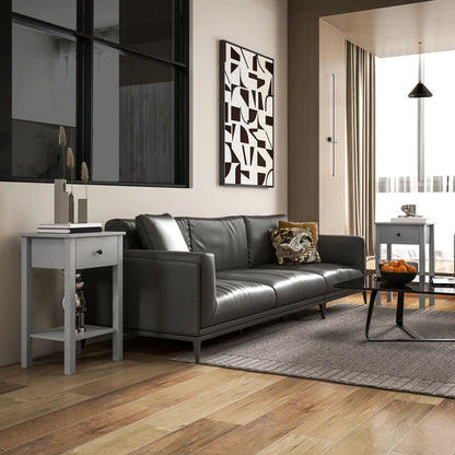 2-Tier End Tables Set of 2, with Drawer, Bottom Shelf, Grey Side Tables at Gallery Canada