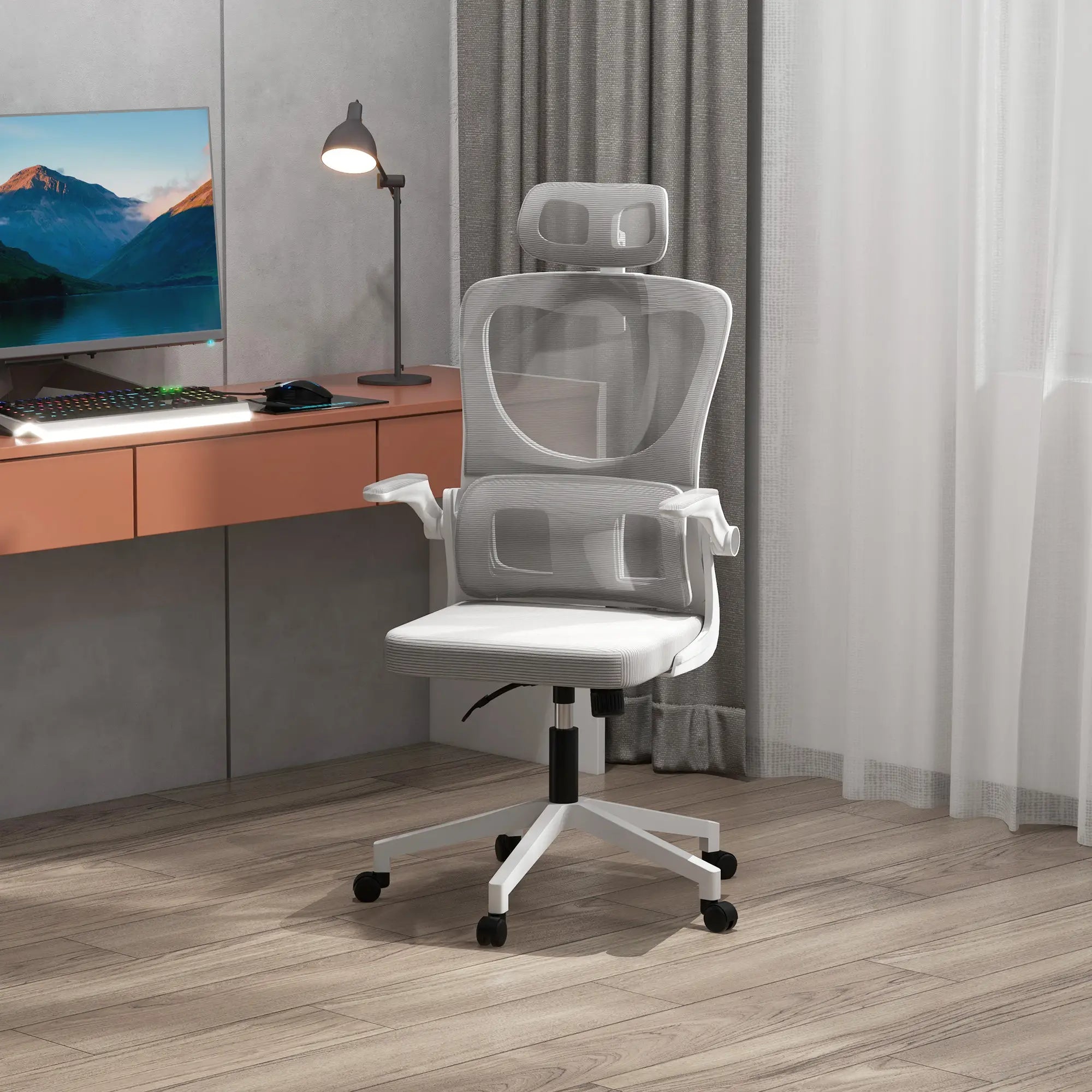 Ergonomic Office Chair, Auto-Adaptive Lumbar Support, Adjustable Headrest, Grey Executive & Manager Chairs at Gallery Canada