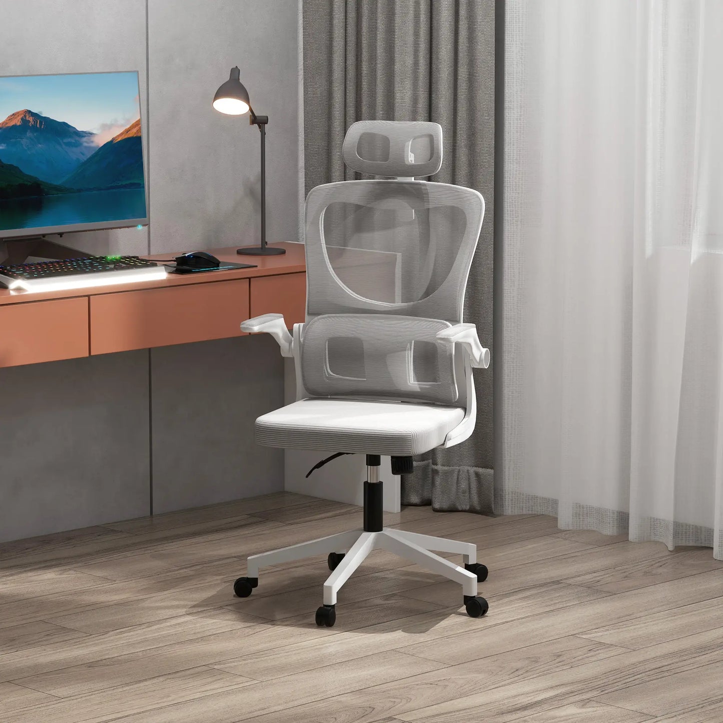 Ergonomic Office Chair, Auto-Adaptive Lumbar Support, Adjustable Headrest, Grey Executive & Manager Chairs at Gallery Canada
