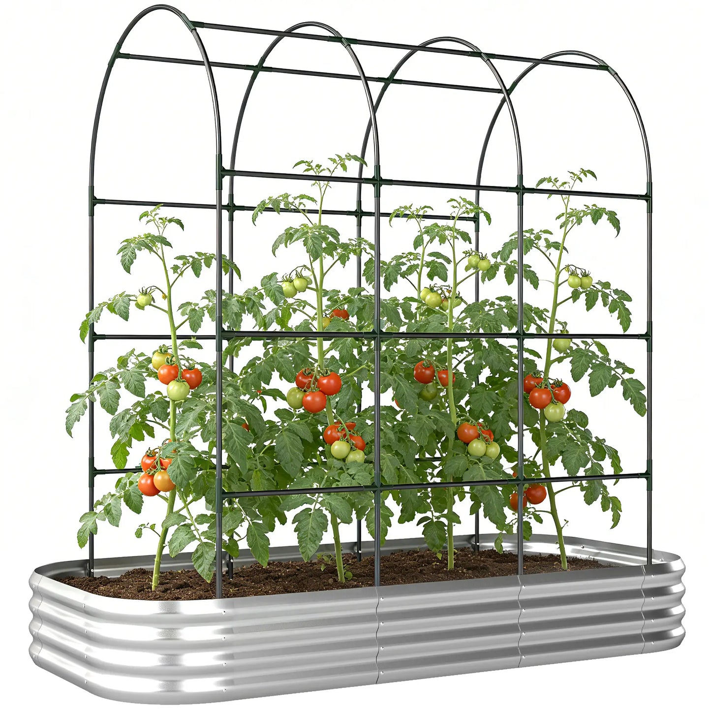 Galvanised Raised Garden Bed With Arched Trellis, 7 x 4 x 7ft Metal Planter Box Galvanized Planter Boxes at Gallery Canada