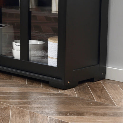 Modern Kitchen Sideboard, Stackable Storage Cabinet, Sliding Glass Door, Black Bar Cabinets at Gallery Canada