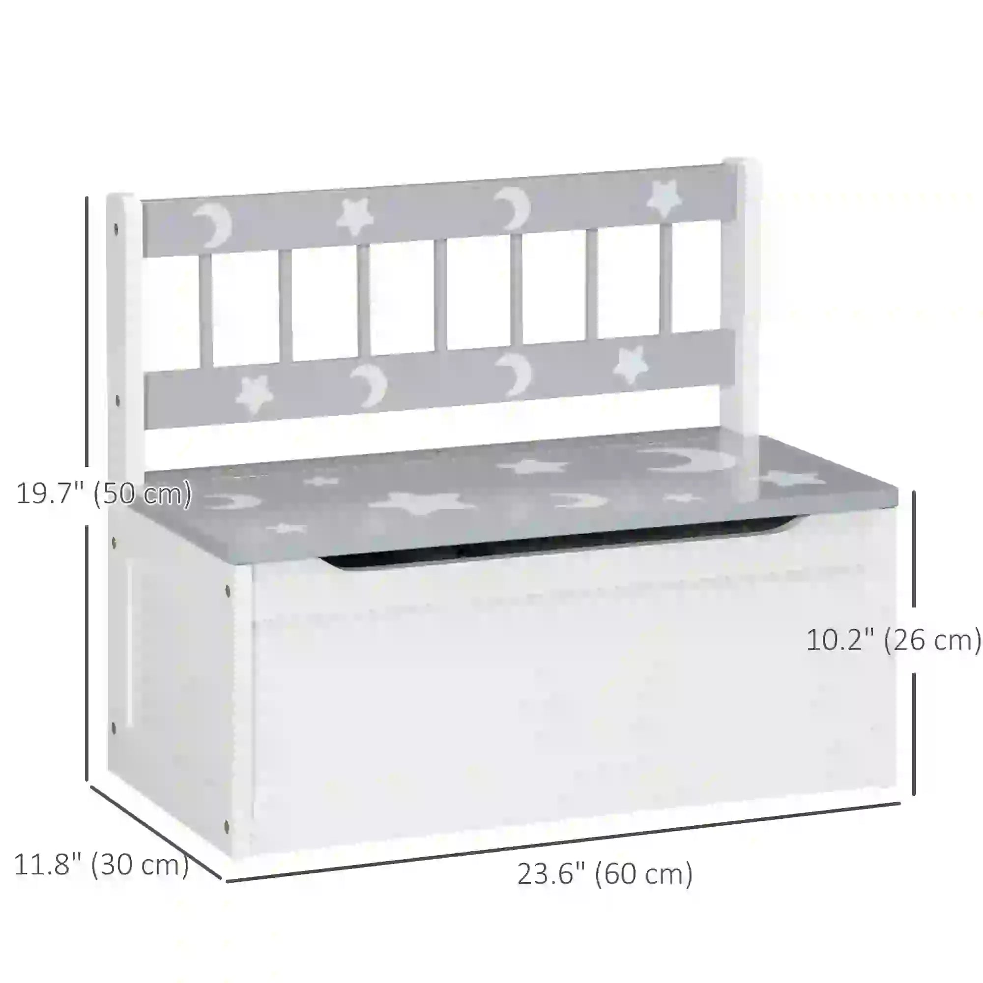 Kids Toy Storage Chest with Lid, Safety Hinge, Bench Seat, Backrest, Grey Baby & Kids Storage at Gallery Canada