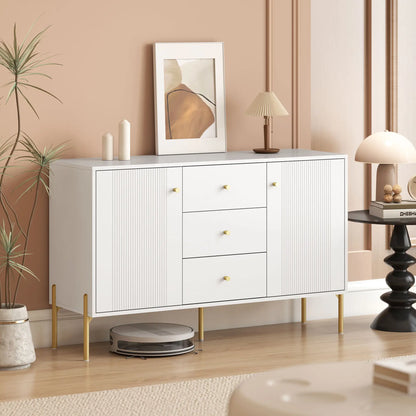 Buffet Cabinet, Modern Sideboard with 3 Drawers and 2 Shelves, White