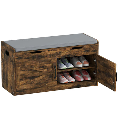 Shoe Storage Bench, 2-Tier Cabinet, Flip-Top, Padded Cushion, Rustic Brown Shoe Storage Cabinets & Racks at Gallery Canada