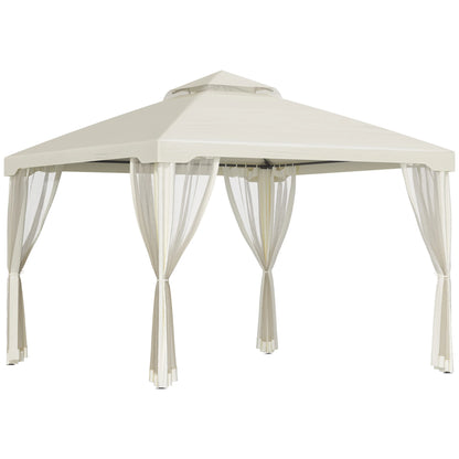 10' x 10' Patio Gazebo, Steel Frame, Mosquito Netting, Cream White Gazebos Cream at Gallery Canada