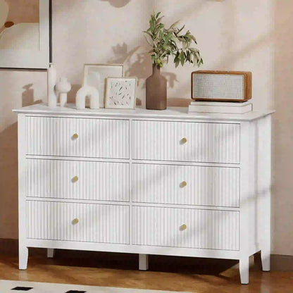 Modern 6 Drawer Dresser, Double Chest, White Storage Cabinets at Gallery Canada
