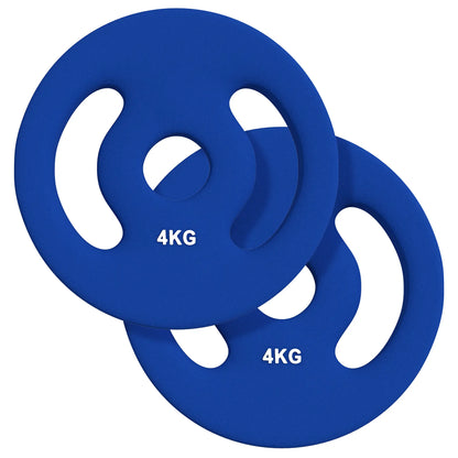 2 x 8.8lbs Weight Plates, 1" Holes, Easy-Grip Handles, Gym, Home Dumbbells & Barbells Blue at Gallery Canada