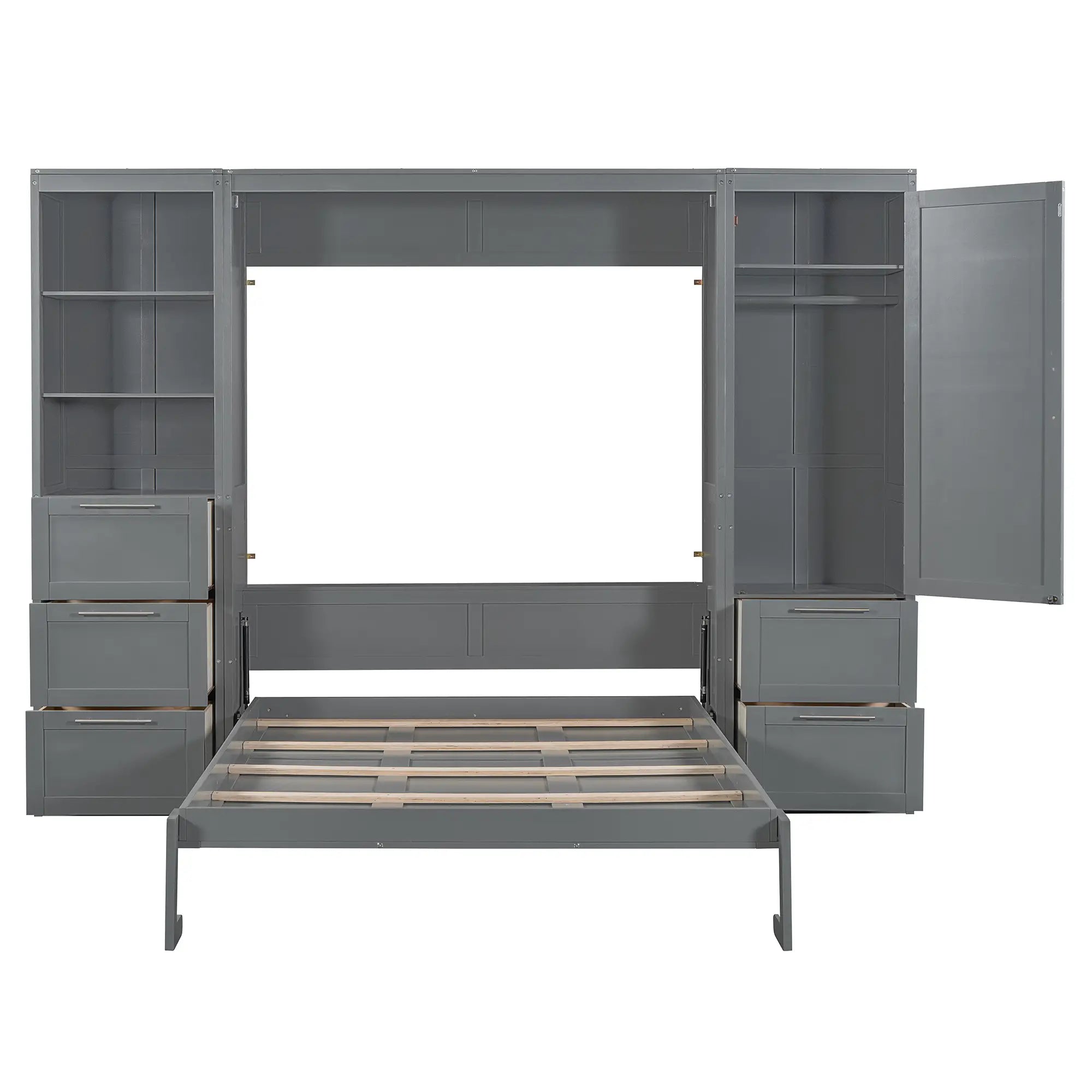Murphy Bed with Closet, Drawers, Shelves, 120