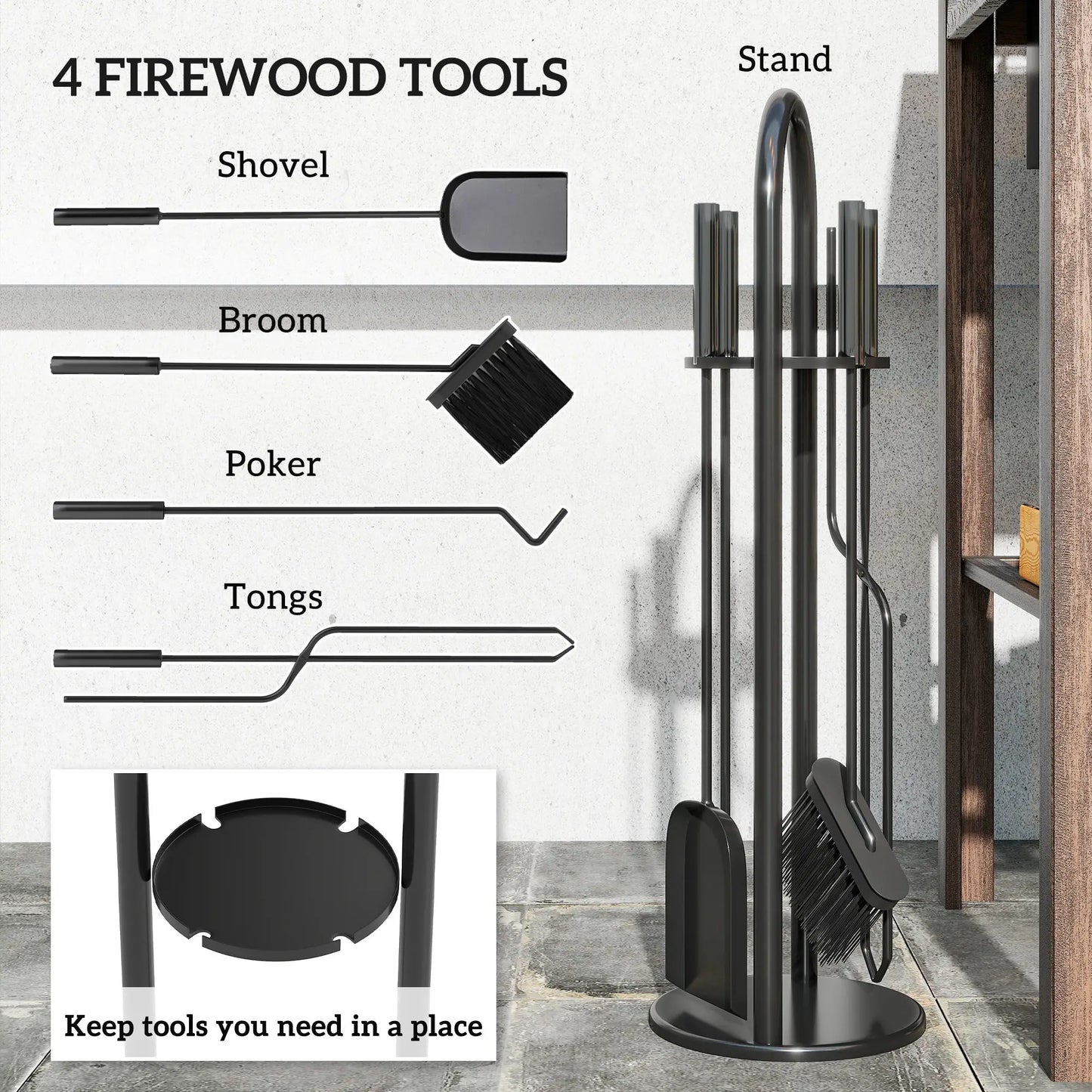 Fireplace Tools Set, 5 Pieces, Black Fireplaces & Accessories at Gallery Canada