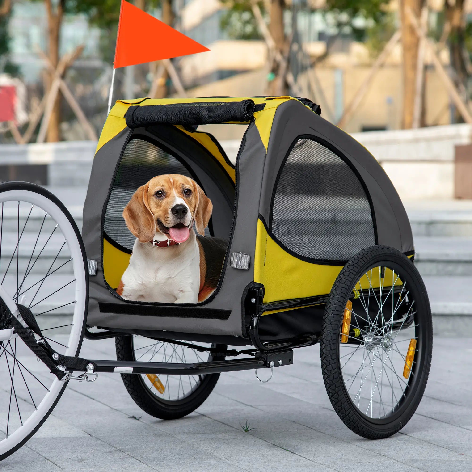 Dog Bike Trailer, Hitch Coupler, Quick Release Wheels, Medium, Yellow Dog Bike Trailers & Strollers at Gallery Canada
