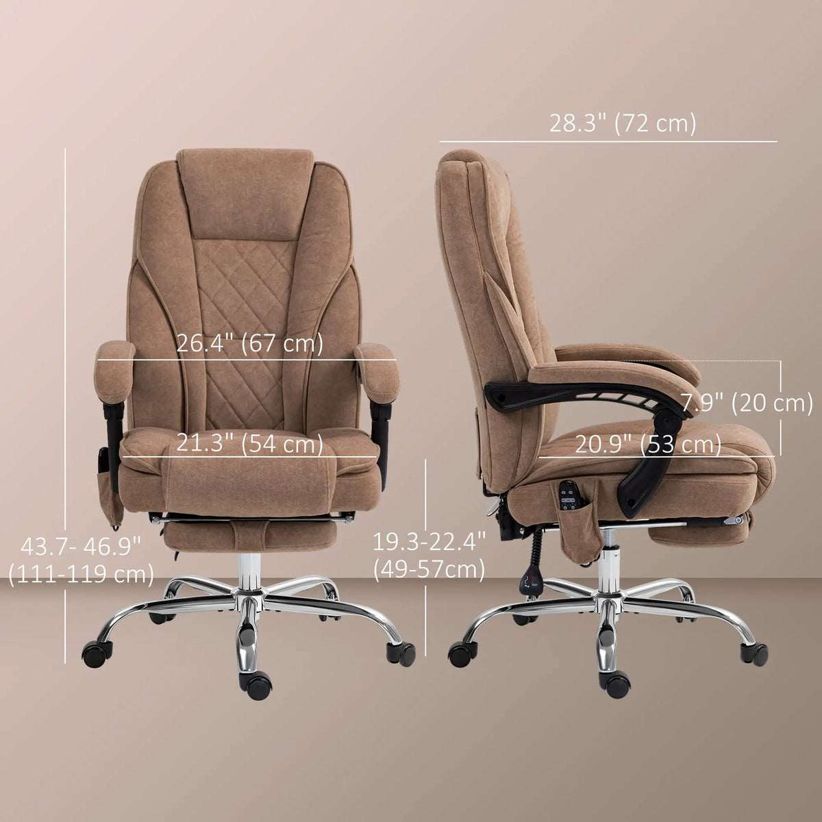 Massage Office Chair, Reclining Computer Chair, Adjustable Height, Brown Massage Chairs at Gallery Canada