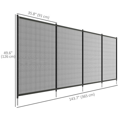 4 Panel Swimming Pool Fence, Aluminum Rustproof, 4' x 12', Black Garden Fences at Gallery Canada