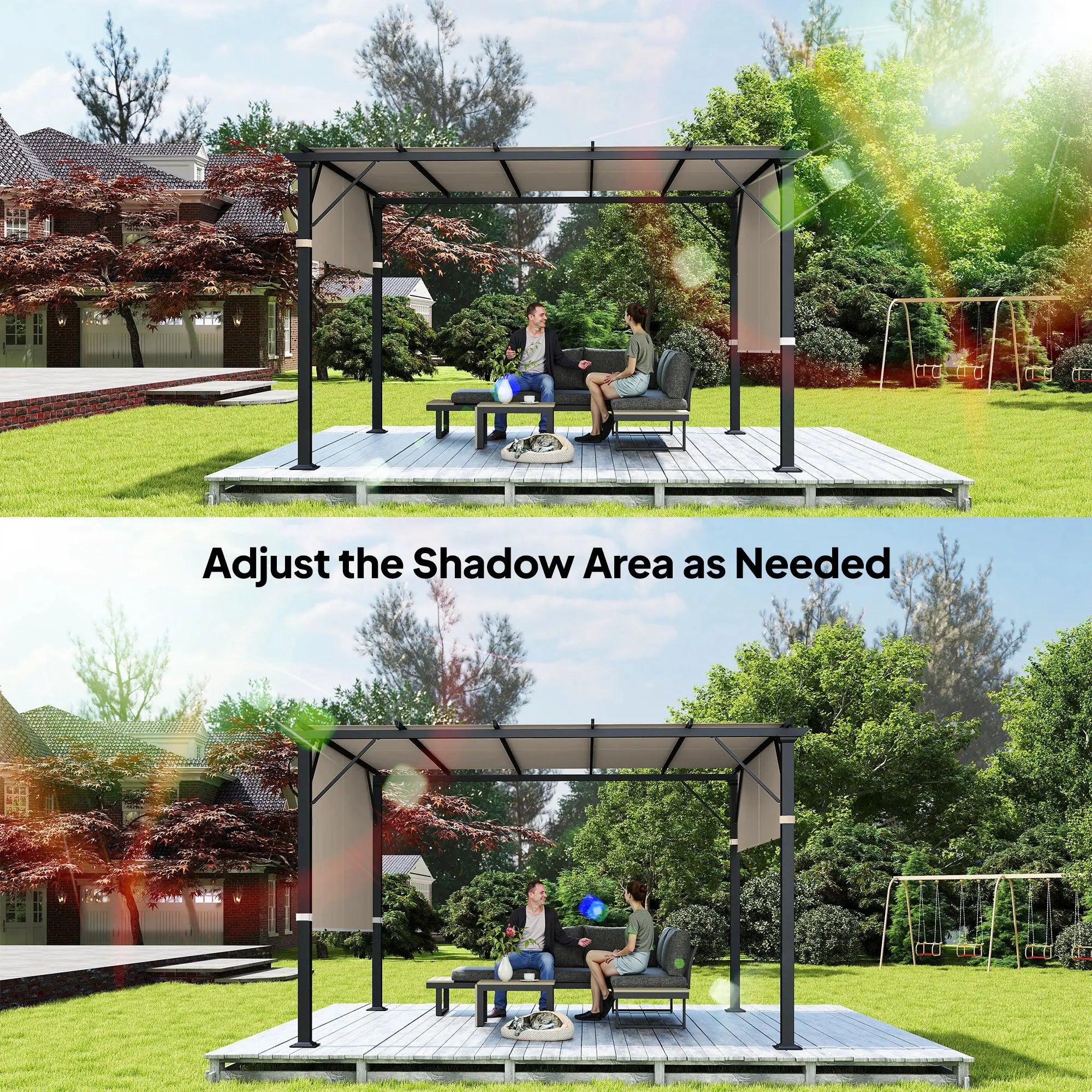 UV Protection Pergola Replacement Canopy, 10' x 11.8', Khaki Gazebo Canopy Replacement at Gallery Canada
